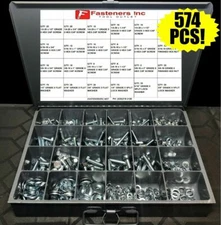 574PCS Grade 5 Hex Bolts, Nuts & Washers Assortment Kit COARSE THREAD Zinc