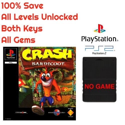 Crash Bandicoot PS1 Unlocked PS2 Memory Card PlayStation 100