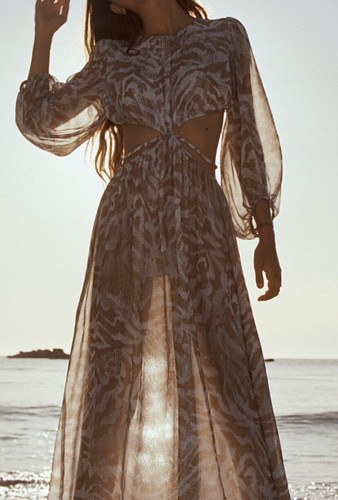 ZARA PRINTED DRESS WITH CUT-OUT DETAIL 