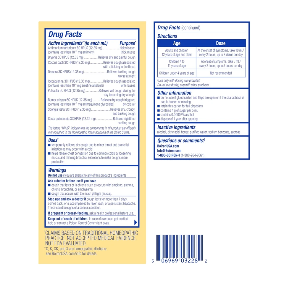 Boiron Chestal Honey Cough Syrup Day Night Relief for Chest Congestion 6.7 oz - Image 2 of 4