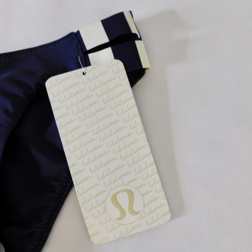 ¡¡NUEVO CON ETIQUETAS!! Pantalones de bikini LULULEMON Athletica Shanti Surf azul cadete a rayas talla 4 - Imagen 14 de 16