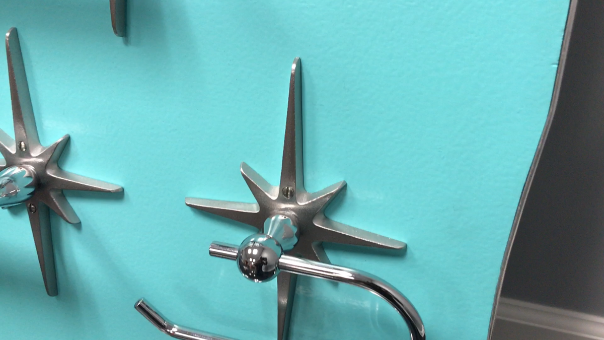 Atomic Starburst European Style Toilet Paper Holder Midcentury