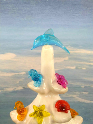 Seahorse Shells Starfish Bulbs & Aqua Dolphin Topper for Ceramic Christmas Tree