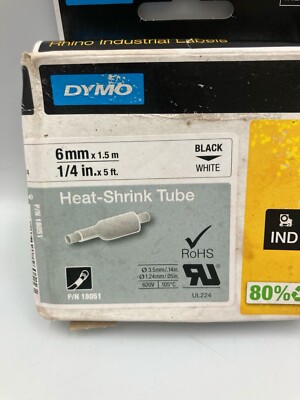 Dymo 6 mm x 1,5 m - 1/4 Zoll Weißer Schrumpfschlauch 5 Fuß