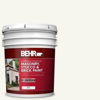 5 gal. White Flat Acrylic Latex Masonry Stucco and Brick Interior/Exterior Paint