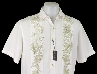 TASSO ELBA ISLAND Herren LEINEN weiß S/S HAWAII HEMD - M (L) - 46'' - UVP 85£