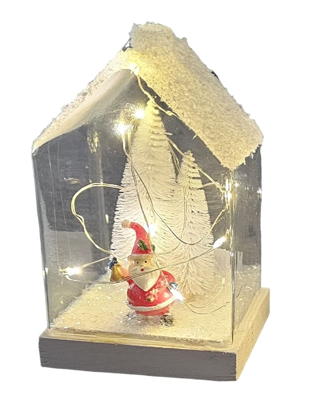 Lume Natalizio Casetta Babbo Natale con LED Mascagni 16,5 cm, fotografia 4 di 8