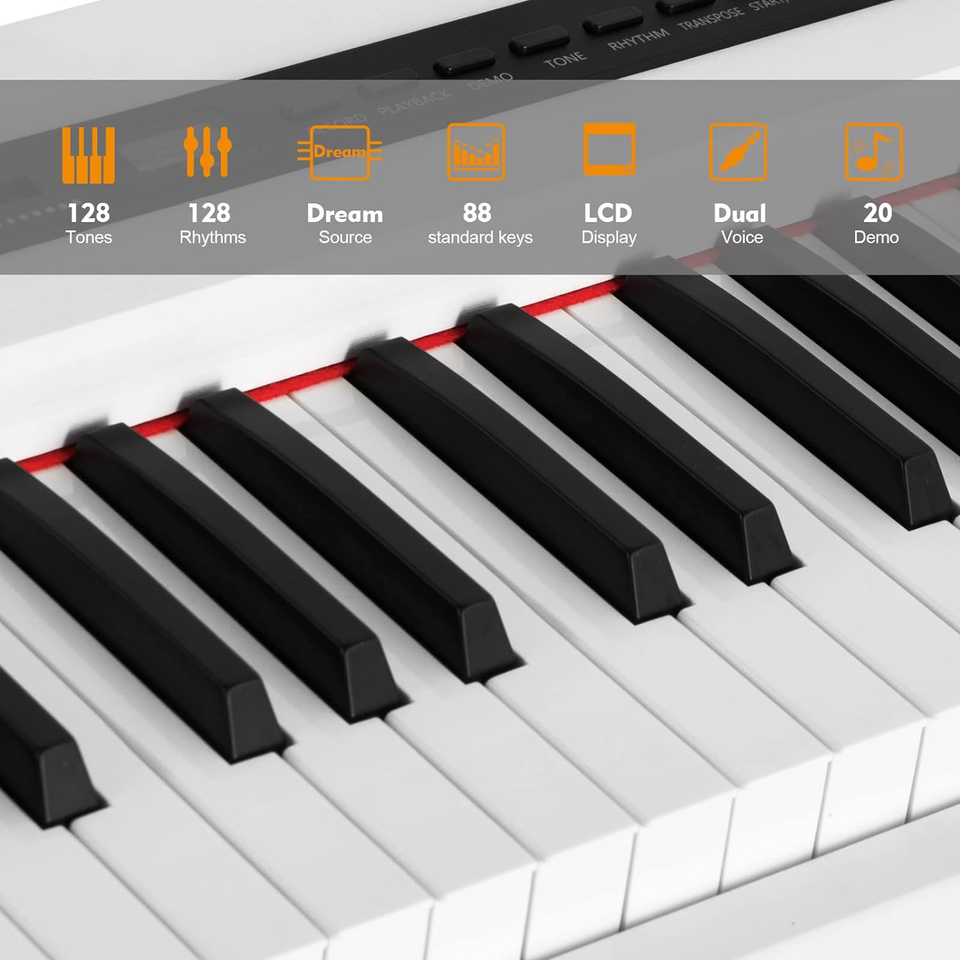 MUSTAR Digital Piano 88 Weighted Keys with Stand Touch Sensitivity