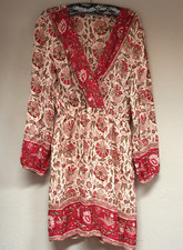 Lucky Brand Women's Medium Surplice Neck Floral Tiered Tunic Dress Multicolor