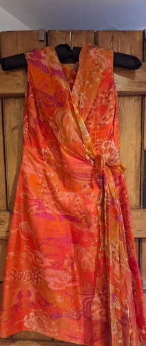 1950's 1960's vintage floral chiffon evening Dress 8 mod - Picture 6 of 9