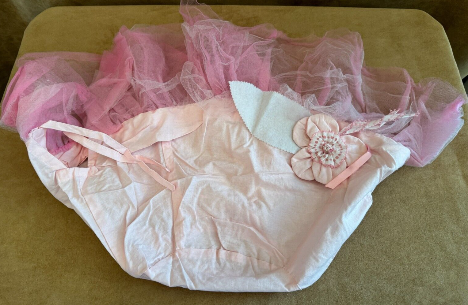 Small Pottery Barn Kids pink Tulle Fairy Basket Liner Flower easter 11 x 17.5