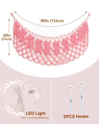 Stuffed Animal Storage Hammock or Net with Lights- Big Wall Hanging Stuff Ani... - Picture 4 of 6