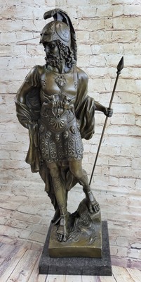 Art Deco Large Odysseus Roman Warrior Bronze Sculpture Statue Figurine Decor NR