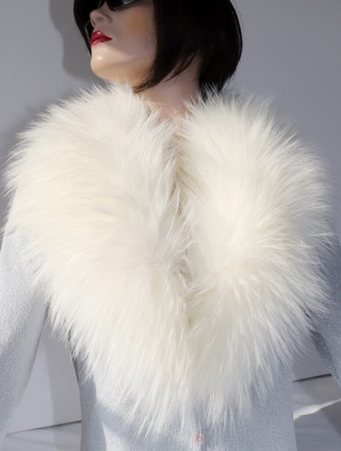 Fur Seefuchs Scarf Collar Stole Coat Trim Fashion Jacket Bridal Wool White Ivory - Picture 2 of 8