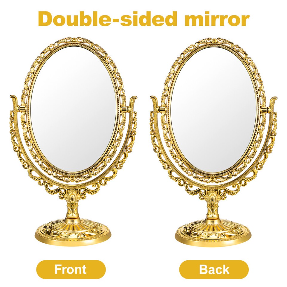 Vintage Makeup Mirror Gold Desk Table Top Mirrors Desktop Durable eBay