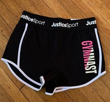 Justice Pink Gymnast Gymnastics Black Shorts Size:16-18 NEW/NWT