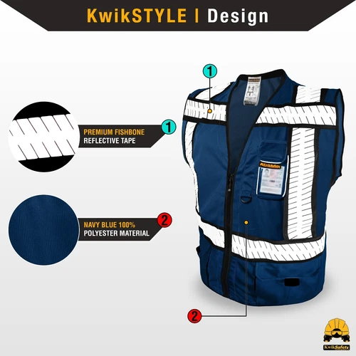 KwikSafety PURE BLUE SHERIFF ANSI Unrated PPE Surveyor Class 2 Safety Vest image 2