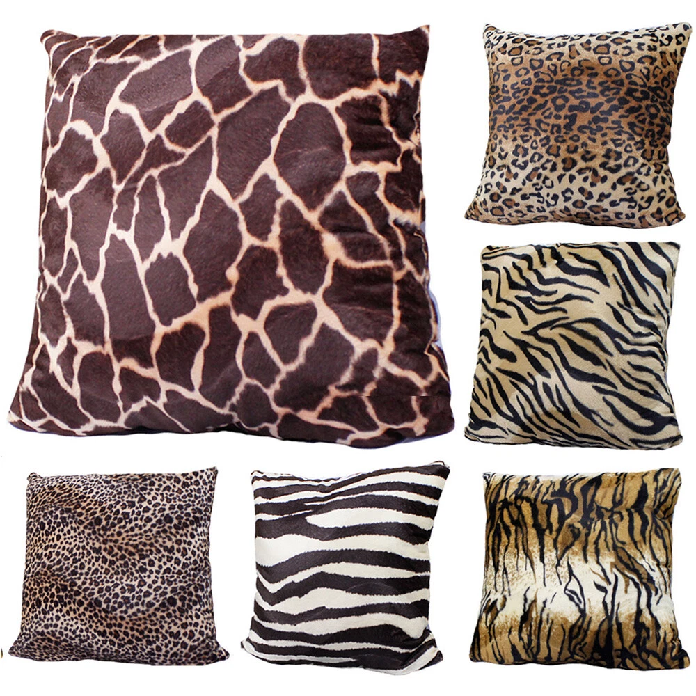 Federa Per Cuscino Decorativa 40x40 Cm - Cotone E Lino Con Stampa Leopardata Animale - Cerniera Invisibile