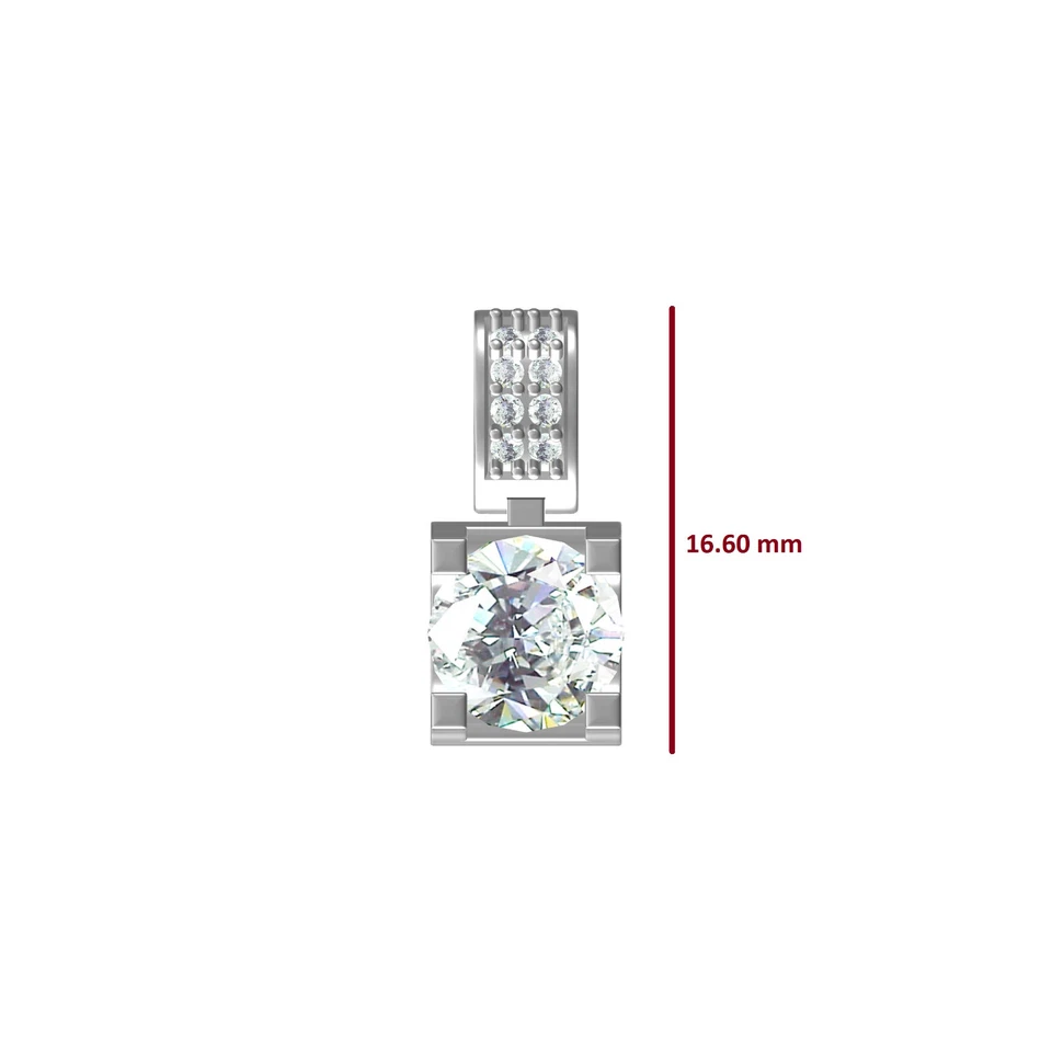 1.45CT White Round Cut Moissanite Halo Women's Party 14K White Gold Only Pendant - Image 4 of 4