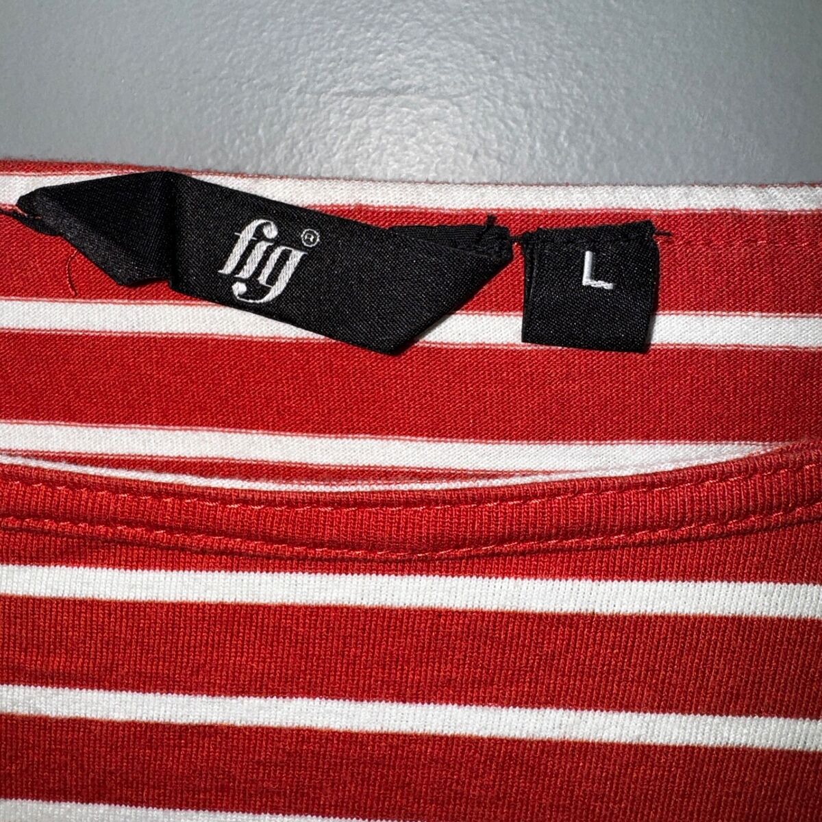 Fig Brand Boat Neck Striped 3/4 Sleeve Top Rust Burnt Orange Fig Brand Boat Neck Striped 3/4 Sleeve Top Rust Burnt Orange