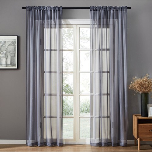 Gardine Transparent mit Ösen Kräuselband Schlaufen Vorhang Deko Voile Stores DE - Bild 3 von 15