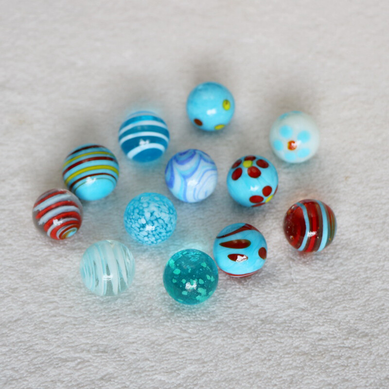 5 Handmade 16mm Glass Art Marbles - Collector's Selection With Display Stands