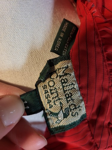 Vintage Mallards Point High Neck Red Stripe Blouse Size 11 - Picture 5 of 5