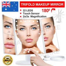 Makeup Mirror with Light Touch Screen Dimmable Lights up Vanity Cosmetic Trifold