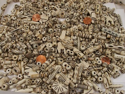 4 Pounds Assorted Water Buffalo Bone Beads / Scrap Pieces / Left Overs Bulk (Z5)