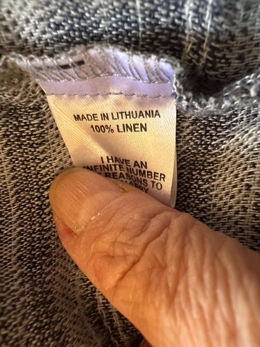 FLAX Long Sleeve Linen Shirt, Navy/White Woven Stripe, Size 3G Plus, NWOT $130 - Photo 5 sur 5