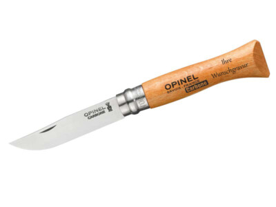 Opinel Taschenmesser No 06, Buche, Carbon, Wunschgravur am Griff