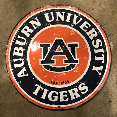 Auburn Tigers Embossed Metal 12" Circle Sign | eBay