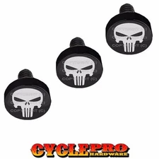 Black Billet Fairing Windshield Hardware Kit 96-13 Harley Touring - GREY SKULL P