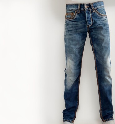 Cipo & Baxx Jeans W28 L32 Blau Thick Stitch Kontrastnaht Club Streetwear NEU TOP