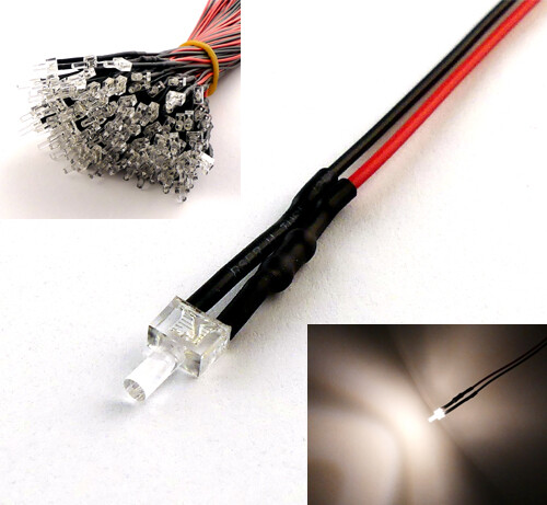 1,8mm 2mm 3mm 5mm 12V LED mit 20cm Kabel AUSWAHL  klar matt auto RGB UV - Bild 16 von 60