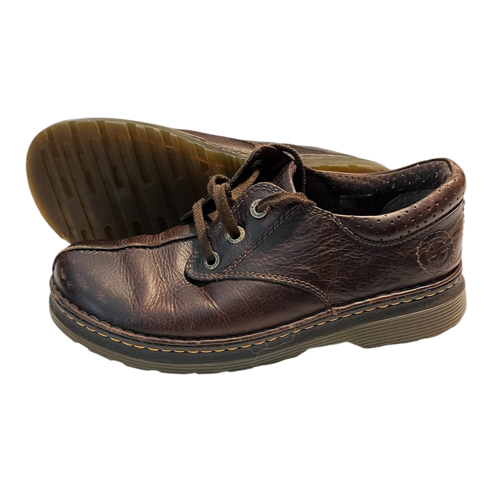 SAOLA Scarpe Oxford Dr Martens da uomo taglia 10 Nevin in pelle marrone punta divisa AW004