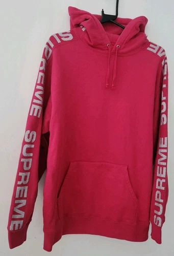 Sweat à capuche SS20 Supreme Metallic Rib Fuschia Hoodie taille L Large rose