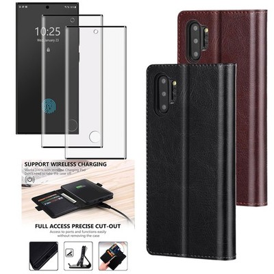 For Samsung Galaxy Note10/Note10+ Flip Leather Pouch Case Cover / Tempered Glass