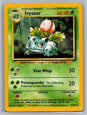 Ivysaur Uncommon Base Set 030/102 LP