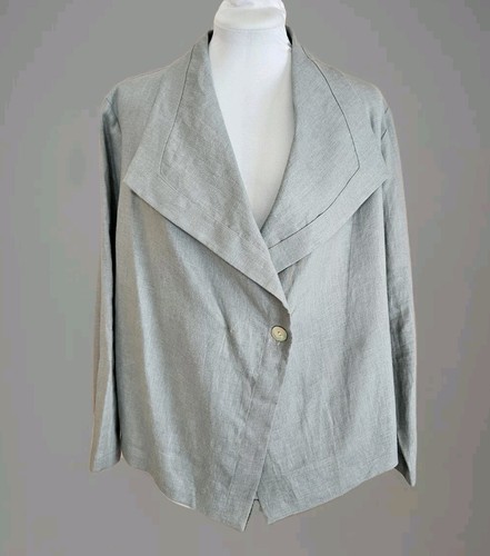 Christopher Calvin Linen Relaxed Lagenlook Boho Blazer Lightweight Wmns Sz L - Picture 1 of 16