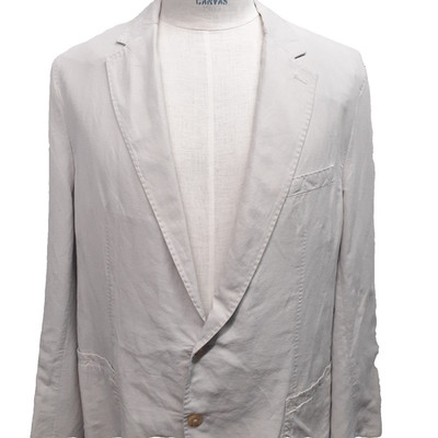 NWT J. McLaughlin Mens Lisbon Blazer Stone Solid 42 44 R Jacket Linen Cotton Lyo