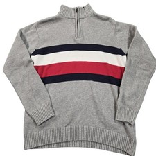 Tommy Hilfiger Sweater Boys 20 Gray Colorblock Cotton Knit Quarter Zip Pullover