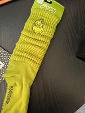 The Grinch Green Ribbed Slouch Mid Calf Socks