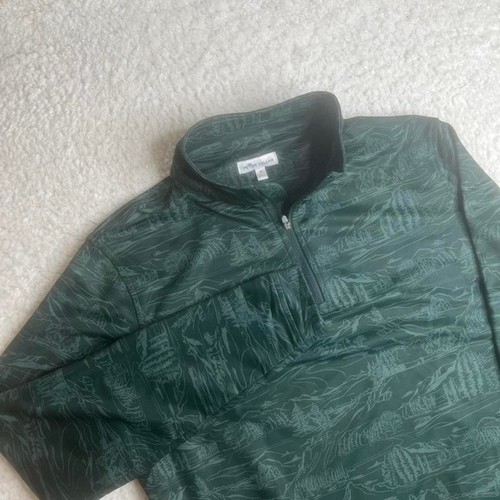 Peter Millar Perth Fall Fairway quarter zip pullover dark green men's preppy M