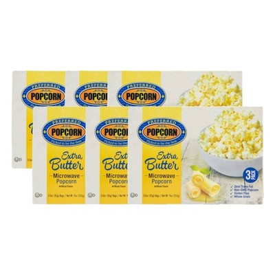Extra Butter Flavored Microwave Popcorn | Pack of 6 Boxes | Preferred Popcorn