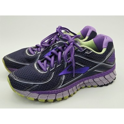 Brooks Adrenaline GTS 16 Womens Running Shoes Purple Navy Lime Size 6