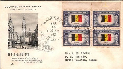 S07-8978, WWII OVERRUN COUNTRIES: BELGIUM, ARTCRAFT FDC
