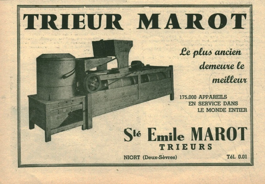 Publicité ancienne Sté E Marot matériel agricole 1955 issue de magazine - Photo 1/1