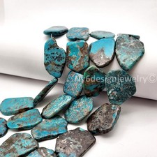 Natural Turquoise Flat Nugget Beads for Jewelry Making 20-25x16-20mm 