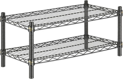 12'' D X 36'' W X 14'' H Black Heavy Duty Wire Shelving with 2 Tier Shelves, NSF Ce